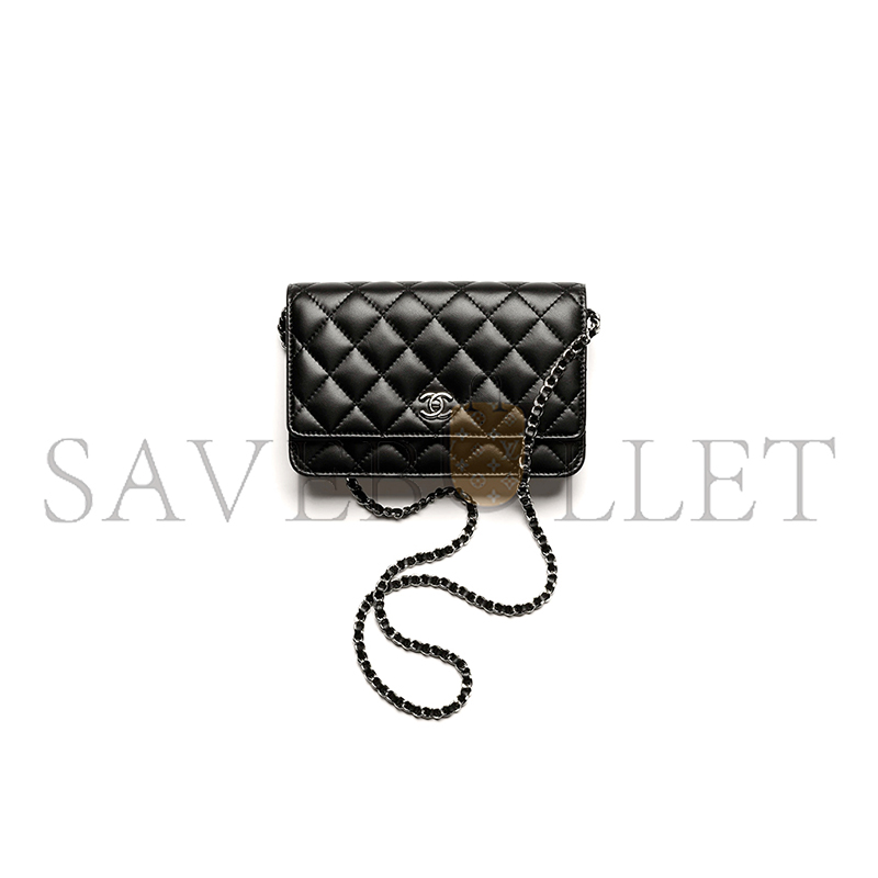 Ch**el classic wallet on chain lambskin black as4241 (19.2*12.3*3.5cm)